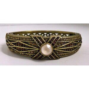 Heidi Daus Antique Tapered X Gold Crystal Bangle Bracelet